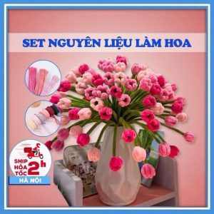 Set làm hoa kẽm nhung tulip mini tại nhà